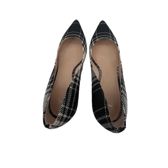 Marc Fisher Black White Plaid Mizalas Pointed Toe Block Heels Size 9 Women's - Picture 5 of 10